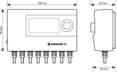 Рис.2. Габаритные и присоединительные размеры контроллера Euroster 12