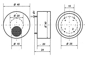 Схема габаритных размеров сенсорного блока