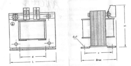 Схема габаритных размеров трансформатора ТОСМ1-0,05
