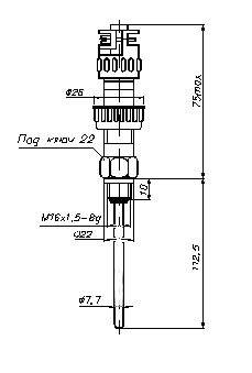 Габаритные размеры приемника термометра П-1 (П-1Тр)